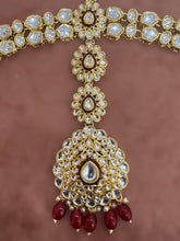 Traditional Kundan Sheesh Patti with Ruby Bead Accents